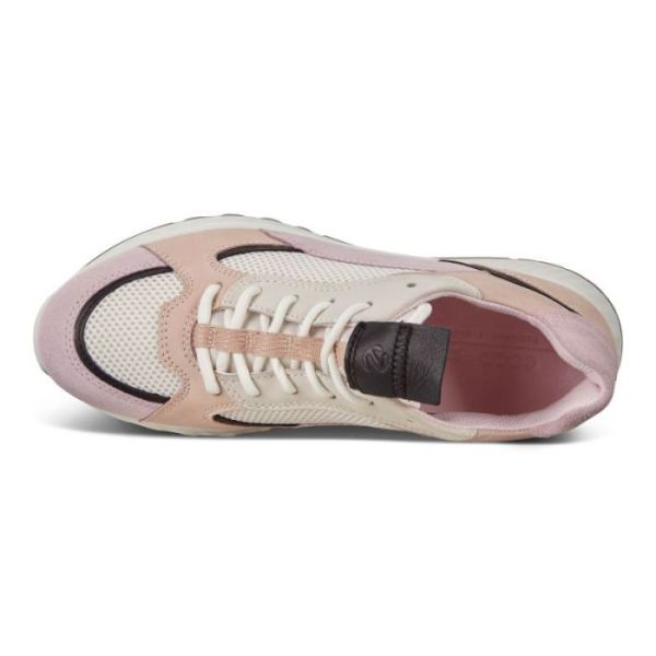 ECCO SHOES -ST.1 WOMEN'S SNEAKER-BLOSSOM ROSE/BLACK/WHITE/ROSE DUST