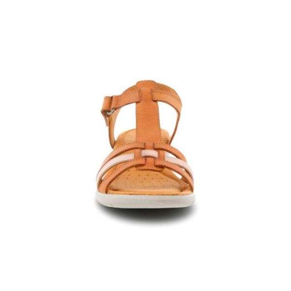 ECCO SHOES -FINOLA WOMEN'S T-BAR STRAP SANDALS-LION/ROSE DUST