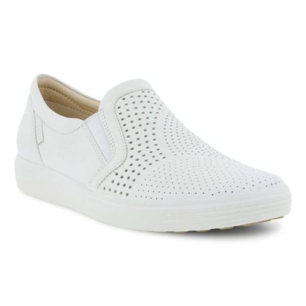 ECCO SHOES -SOFT 7 WOMEN'S SLIP-ON-WHITE