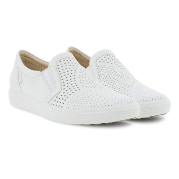 ECCO SHOES -SOFT 7 WOMEN'S SLIP-ON-WHITE