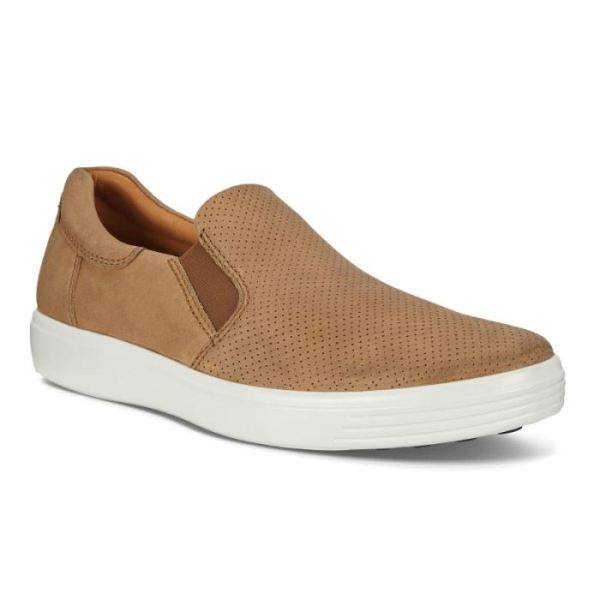 ECCO SHOES -SOFT 7 MEN'S SLIP-ON-CAMEL