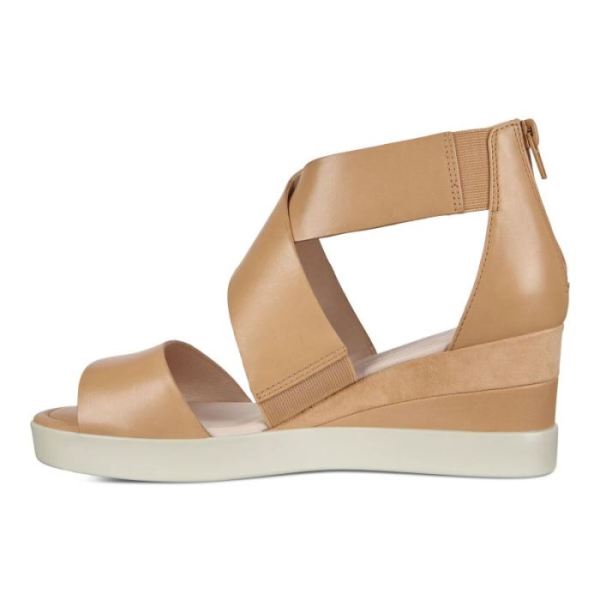 ECCO SHOES -SHAPE WEDGE PLATEAU WOMEN'S SANDALS-LATTE/LATTE