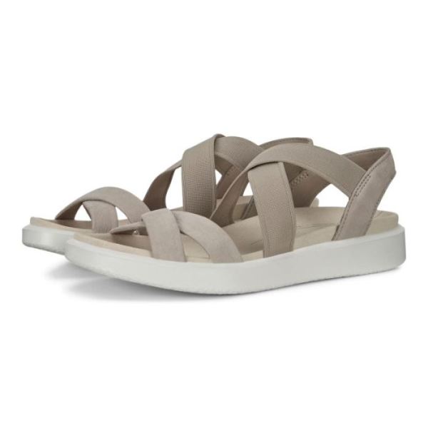 ECCO SHOES -FLOWT WOMEN'S FLAT STRAPPY SANDALS-GREY ROSE