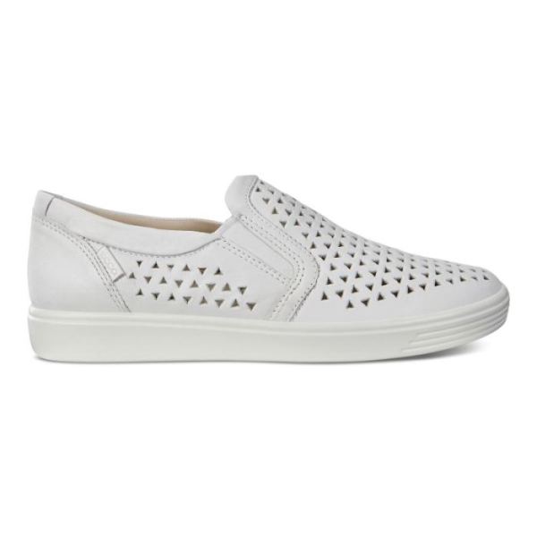 ECCO SHOES -SOFT 7 WOMEN'S SLIP-ON SNEAKERS-WHITE