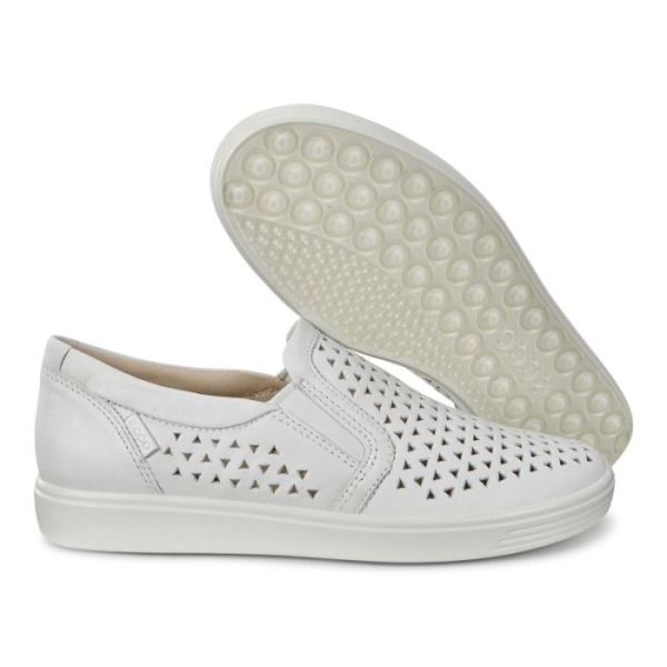 ECCO SHOES -SOFT 7 WOMEN'S SLIP-ON SNEAKERS-WHITE