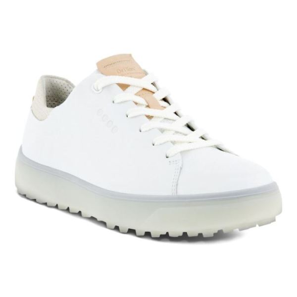 ECCO SHOES -WOMEN'S GOLF TRAY LACED SHOES-BRIGHT WHITE