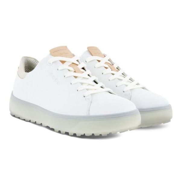 ECCO SHOES -WOMEN'S GOLF TRAY LACED SHOES-BRIGHT WHITE