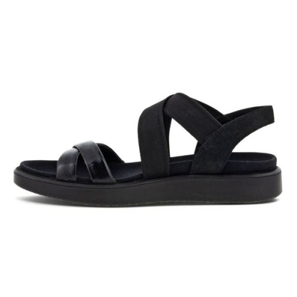 ECCO SHOES -FLOWT WOMEN'S FLAT STRAPPY SANDALS-BLACK