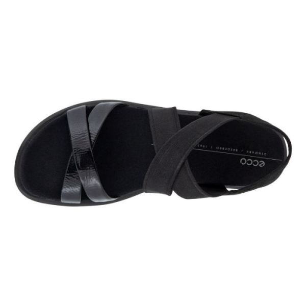 ECCO SHOES -FLOWT WOMEN'S FLAT STRAPPY SANDALS-BLACK