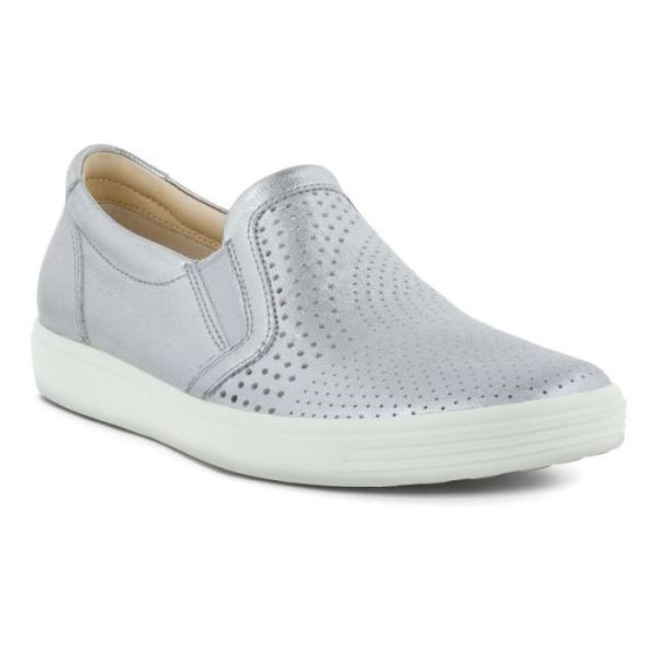 ECCO SHOES -SOFT 7 WOMEN'S SLIP-ON-ALUSILVER