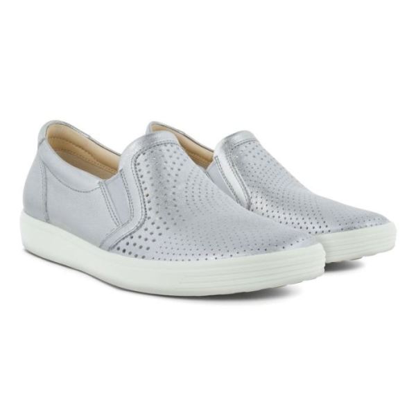 ECCO SHOES -SOFT 7 WOMEN'S SLIP-ON-ALUSILVER