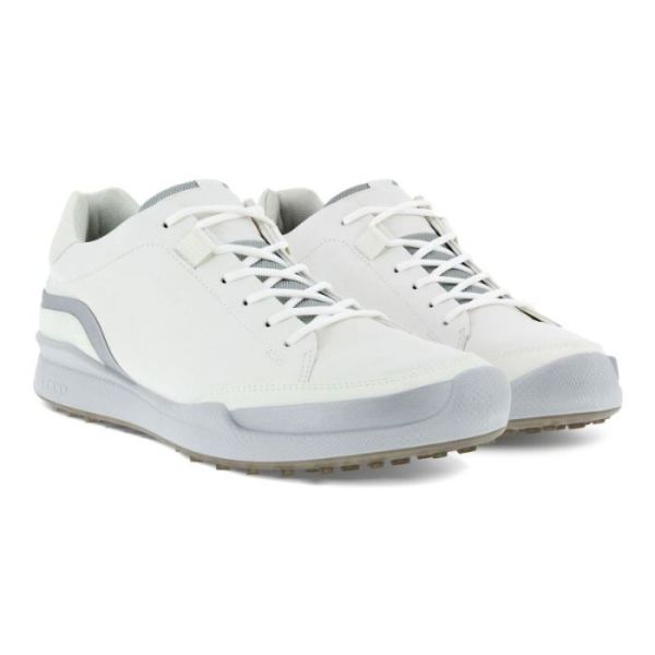 ECCO SHOES -MEN'S GOLF BIOM HYBRID LACED-WHITE/SILVER METALLIC/WHITE