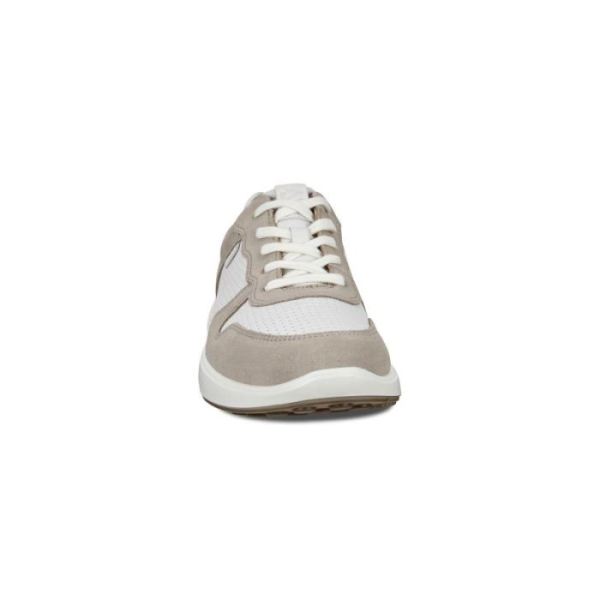 ECCO SHOES -SOFT 7 RUNNER MEN'S PERFORATED SNEAKERS-MOON ROCK/WHITE/TARMAC