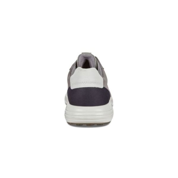 ECCO SHOES -SOFT 7 RUNNER MEN'S PERFORATED SNEAKERS-TITANIUM/WILD DOVE/WHITE/NAVY