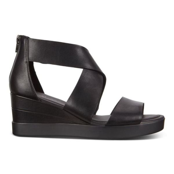 ECCO SHOES -SHAPE WEDGE PLATEAU WOMEN'S SANDALS-BLACK