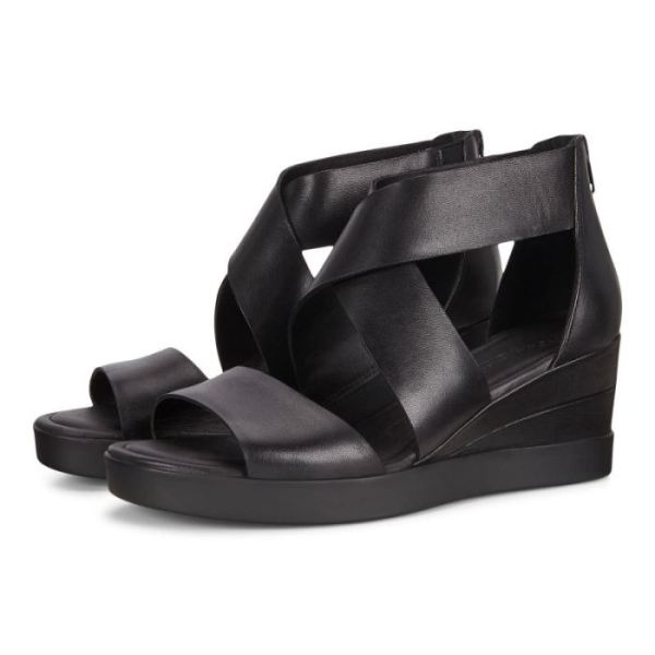 ECCO SHOES -SHAPE WEDGE PLATEAU WOMEN'S SANDALS-BLACK