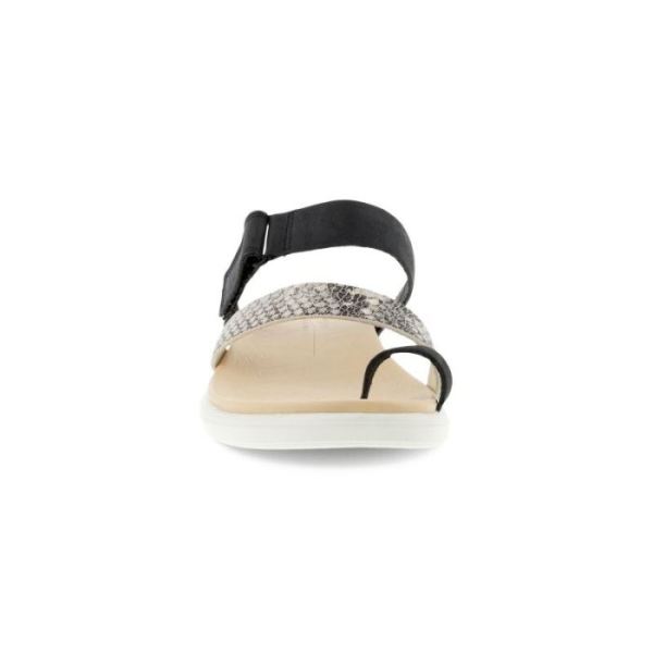 ECCO SHOES -SIMPIL SANDAL FLAT WOMEN'S TOE-LOOP SANDAL-BLACK/LIMESTONEBLACK/BLACK