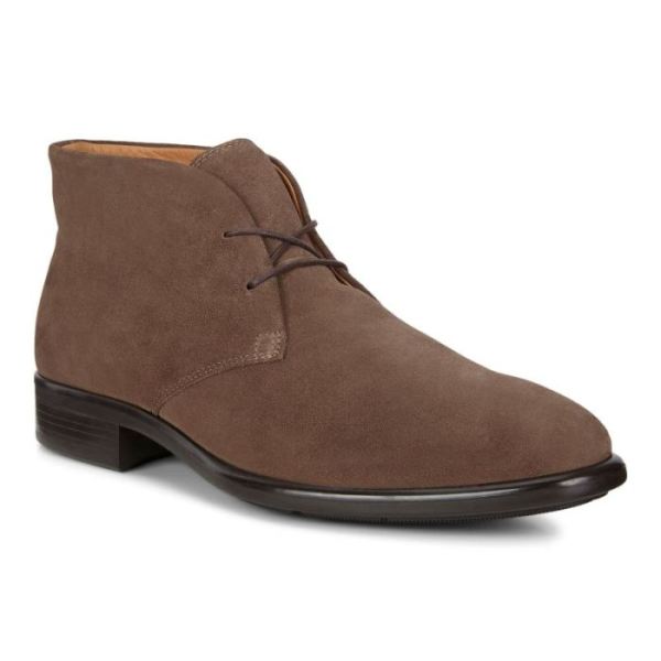 ECCO SHOES -CITYTRAY MEN'S SUEDE ANKLE BOOT-DARK CLAY