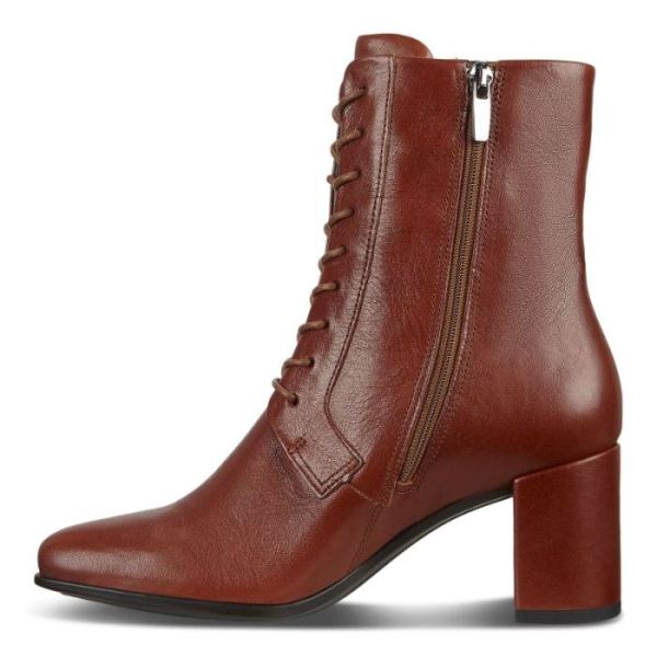 ECCO SHOES -SHAPE 60 WOMEN'S SQUARED LACE-UP BOOT-COGNAC