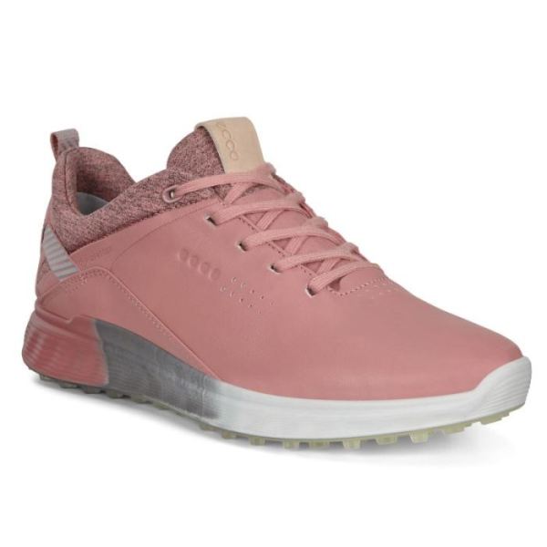 ECCO SHOES -WOMEN'S S-THREE SPIKELESS GOLF SHOES-DAMASK ROSE