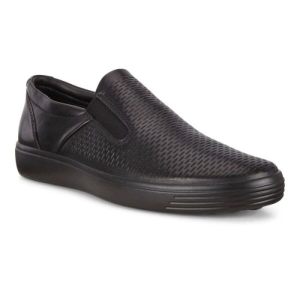 ECCO SHOES -SOFT 7 MEN'S SLIP-ON SNEAKERS-BLACK