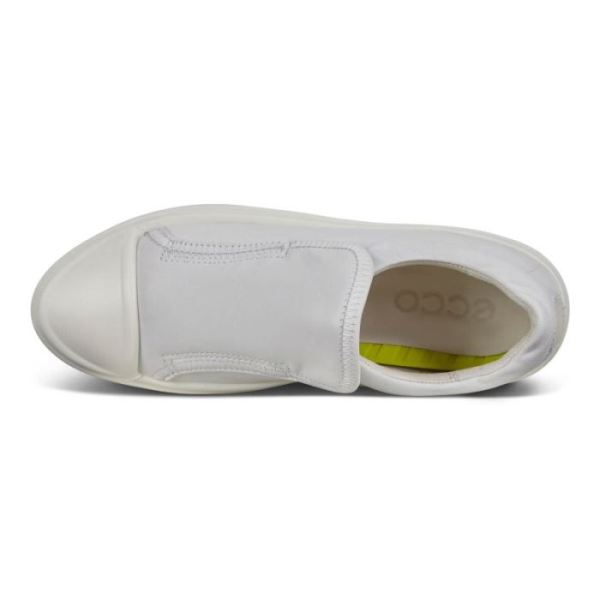 ECCO SHOES -FLEXURE T-CAP WOMEN'S SLIP-ON SNEAKERS-WHITE