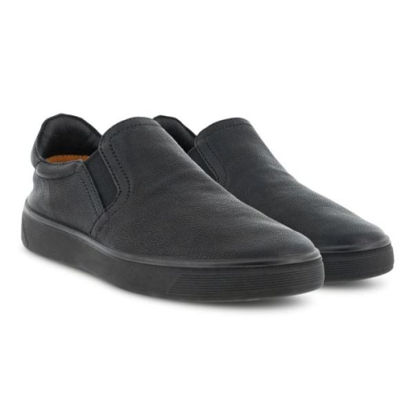 ECCO SHOES -STREET TRAY MEN'S RETRO SLIP-ON-BLACK