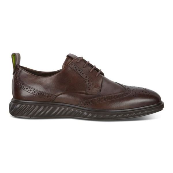 ECCO SHOES -ST.1 HYBRID LITE WINGTIP BROGUE SHOES-COCOA BROWN