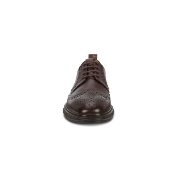 ECCO SHOES -ST.1 HYBRID LITE WINGTIP BROGUE SHOES-COCOA BROWN