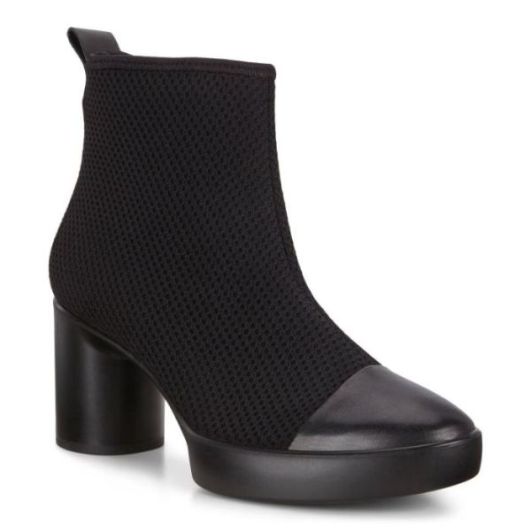 ECCO SHOES -SHAPE SCULPTED MOTION 55 KNIT ANKLE BOOTS-BLACK/BLACK