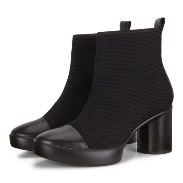 ECCO SHOES -SHAPE SCULPTED MOTION 55 KNIT ANKLE BOOTS-BLACK/BLACK