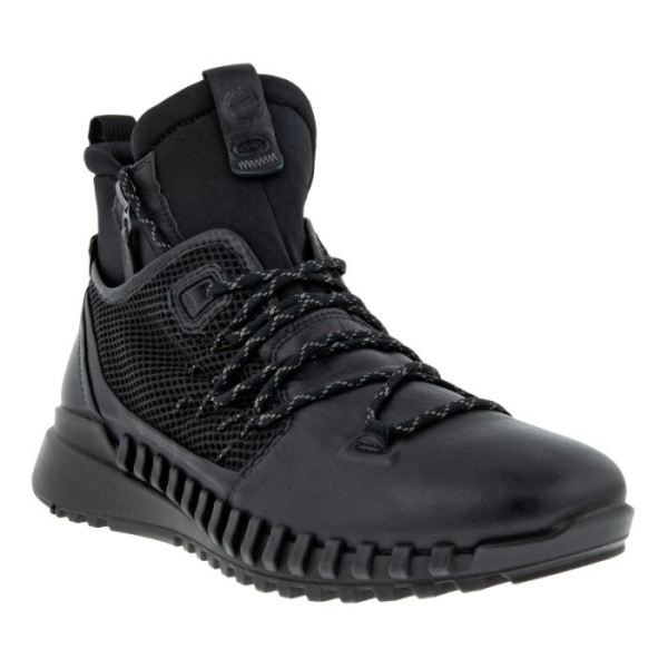 ECCO SHOES -ZIPFLEX MEN'S HI-TOP-BLACK/BLACK