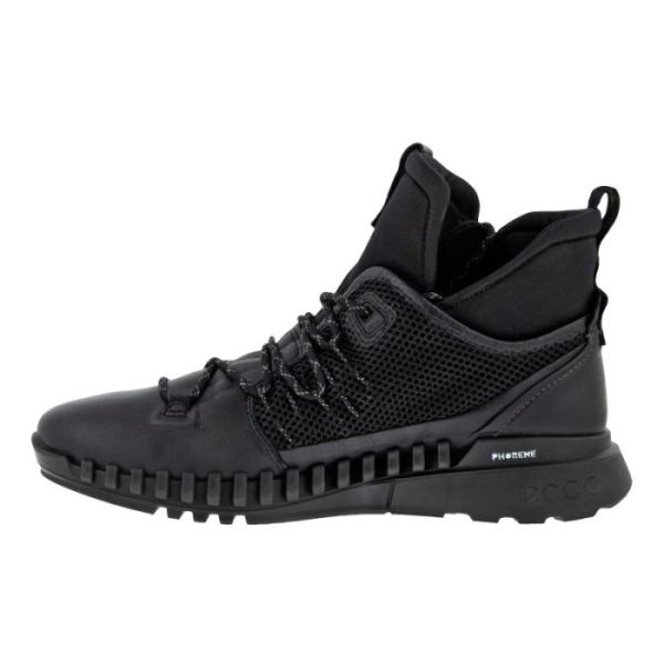 ECCO SHOES -ZIPFLEX MEN'S HI-TOP-BLACK/BLACK