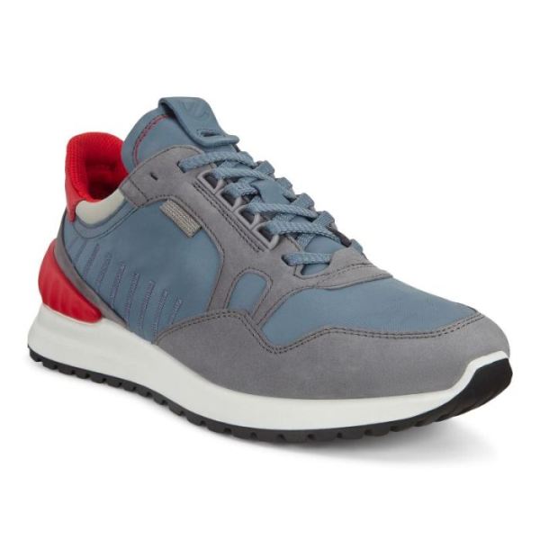 ECCO SHOES -ASTIR MEN'S SNEAKERS-TITANIUM/MIRAGE/CONCRETE/SCARLET