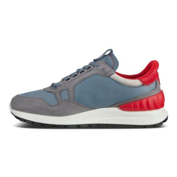 ECCO SHOES -ASTIR MEN'S SNEAKERS-TITANIUM/MIRAGE/CONCRETE/SCARLET