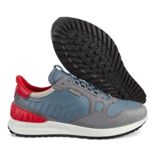 ECCO SHOES -ASTIR MEN'S SNEAKERS-TITANIUM/MIRAGE/CONCRETE/SCARLET