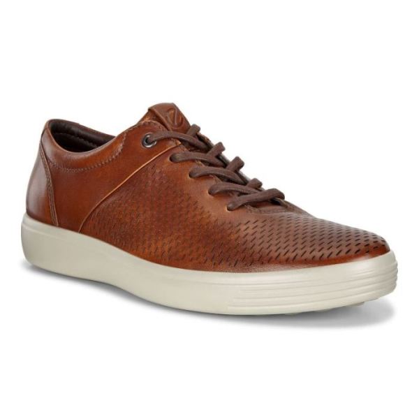 ECCO SHOES -SOFT 7 MEN'S LACE-UP SNEAKERS-AMBER