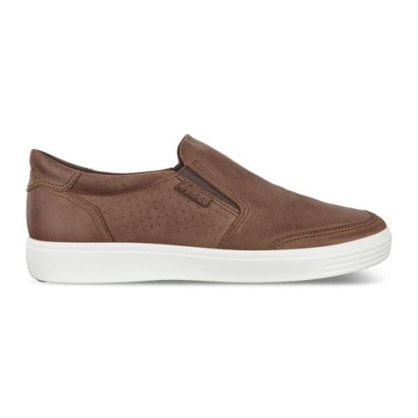 ECCO SHOES -SOFT 7 MEN'S SLIP-ON SNEAKERS-COCOA BROWN