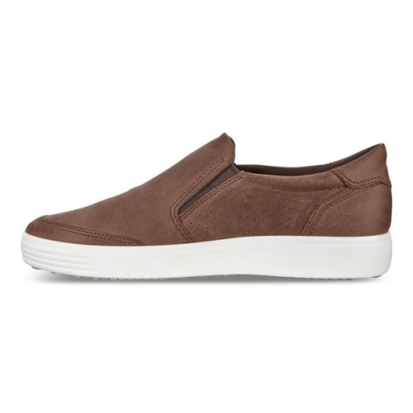 ECCO SHOES -SOFT 7 MEN'S SLIP-ON SNEAKERS-COCOA BROWN