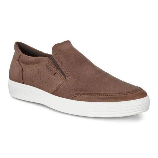 ECCO SHOES -SOFT 7 MEN'S SLIP-ON SNEAKERS-COCOA BROWN