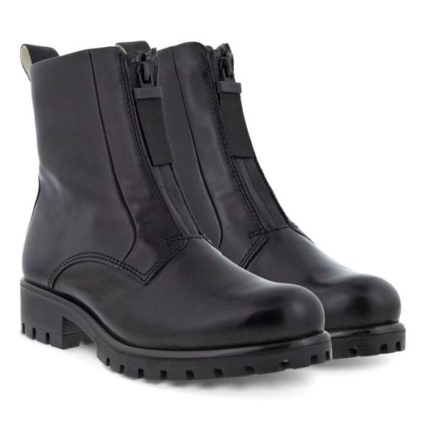 ECCO SHOES -MODTRAY WOMEN'S FRONT-ZIP MID-CUT BOOT-BLACK