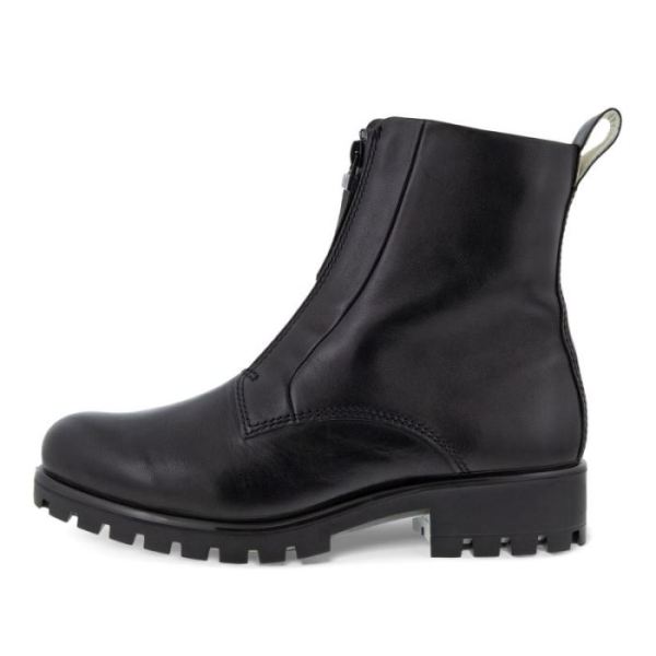 ECCO SHOES -MODTRAY WOMEN'S FRONT-ZIP MID-CUT BOOT-BLACK