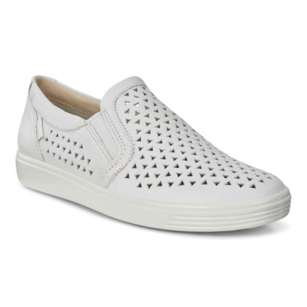 ECCO SHOES -SOFT 7 WOMEN'S SLIP-ON SNEAKERS-WHITE