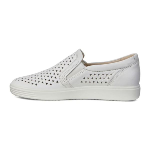 ECCO SHOES -SOFT 7 WOMEN'S SLIP-ON SNEAKERS-WHITE