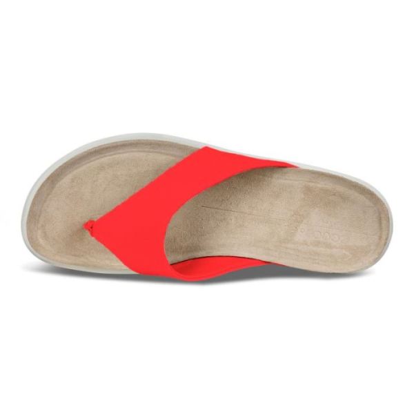 ECCO SHOES -CORKSPHERE WOMEN'S THONG SANDAL-CORAL NEON DROID