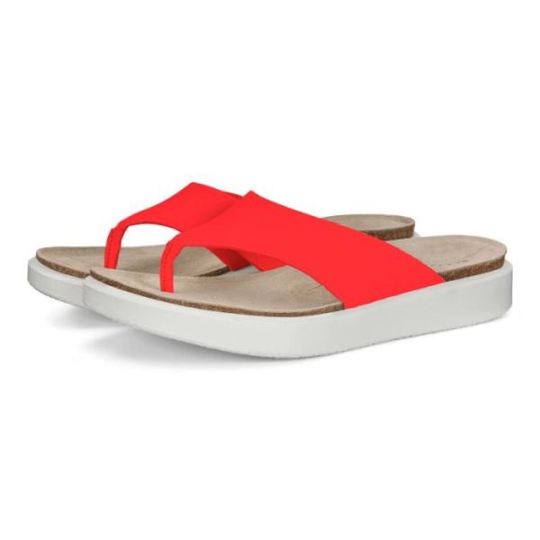 ECCO SHOES -CORKSPHERE WOMEN'S THONG SANDAL-CORAL NEON DROID