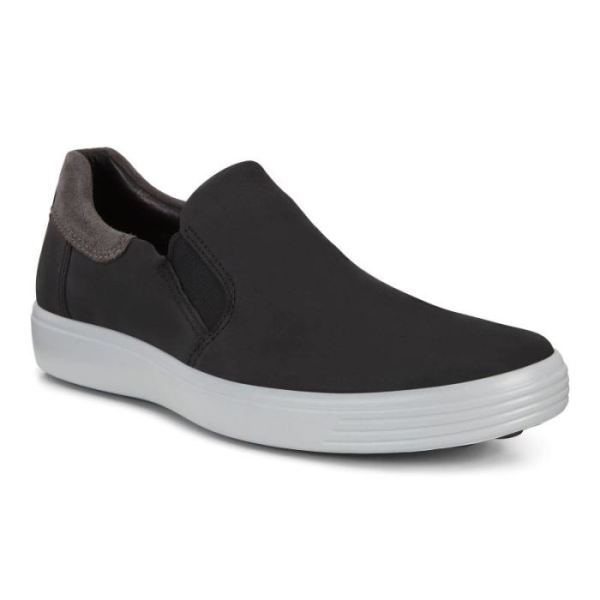 ECCO SHOES -SOFT 7 MEN'S SLIP-ON SNEAKERS-BLACK/MAGNET