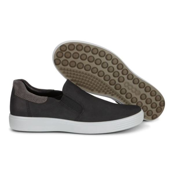 ECCO SHOES -SOFT 7 MEN'S SLIP-ON SNEAKERS-BLACK/MAGNET