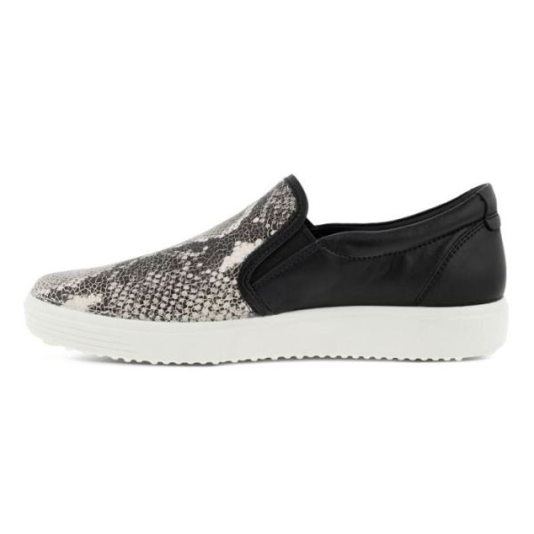 ECCO SHOES -SOFT 7 WOMEN'S STREET SLIP ON-LIMESTONEBLACK/BLACK