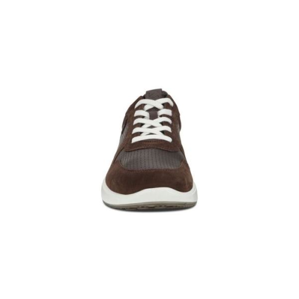 ECCO SHOES -SOFT 7 RUNNER MEN'S PERFORATED SNEAKERS-COFFEE/MOCHA/WHITE/CASHMERE